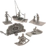 (6) piece lot miniatures silver.