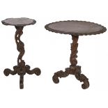 A lot of (2) wooden side tables, Germany, late 19th century.