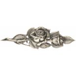 Antique silver brooch of a rose branch - 833/1000.