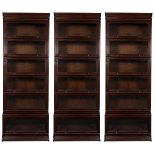 A set of (3) Globe Wernicke-style stackable section bookcases, 20th century.