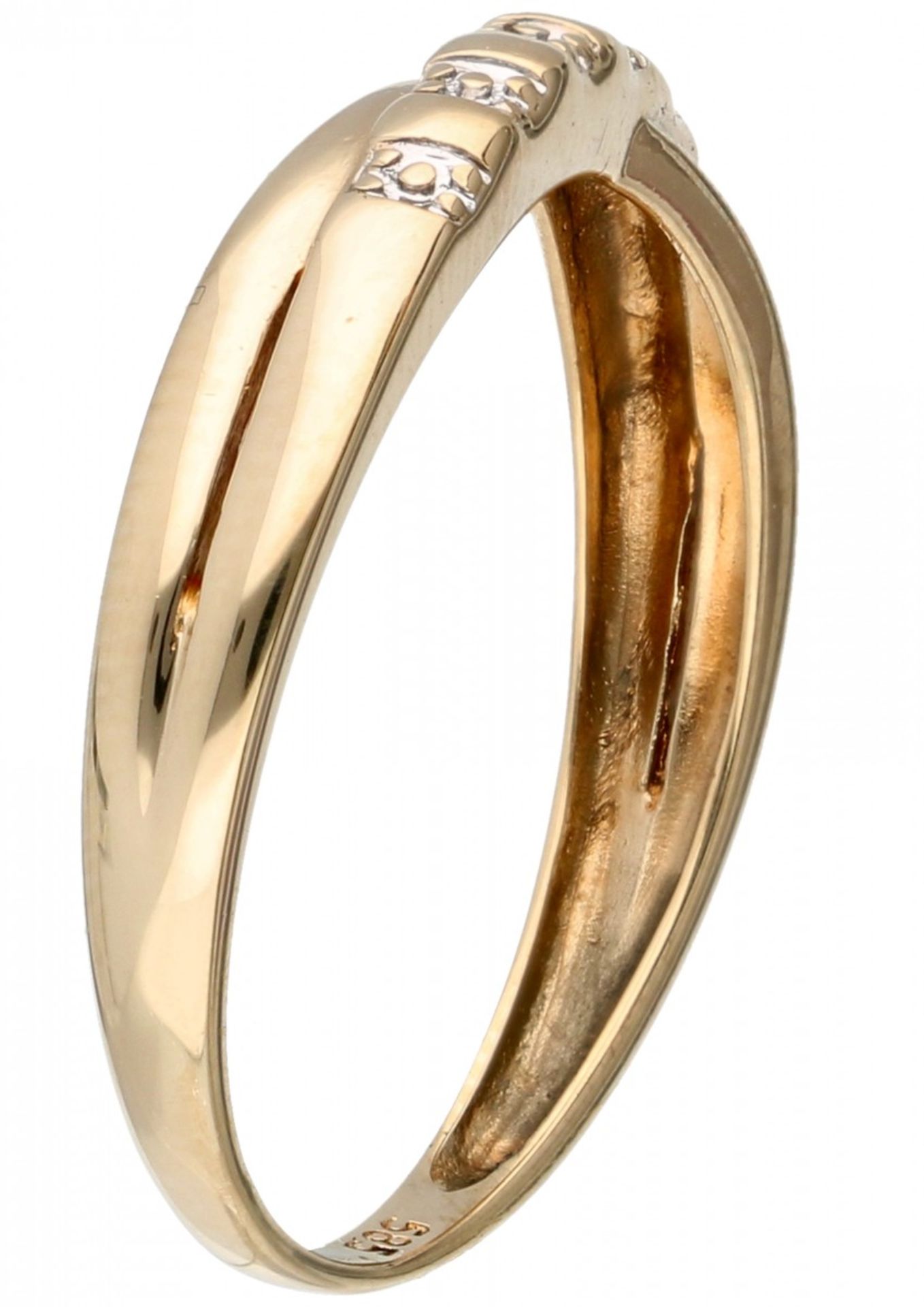 Yellow gold criss cross ring set with a diamond - 14 ct. - Image 2 of 2
