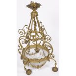 A gilt brass pendant lamp, France, early 20th century.