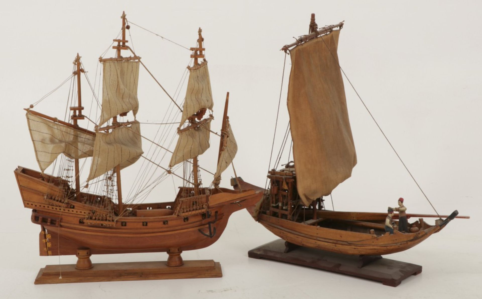 A model ship "The Gold Hind", England, together with another model ship, 20th century.