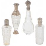 (4) piece lot of perfume bottles silver.