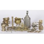 A lot of various items including a bronze bust of Napoleon and a Swiss pewter jug.