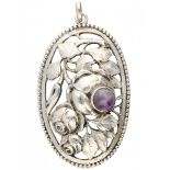 Silver Art Nouveau pendant set with bicolor amethyst - 800/1000.