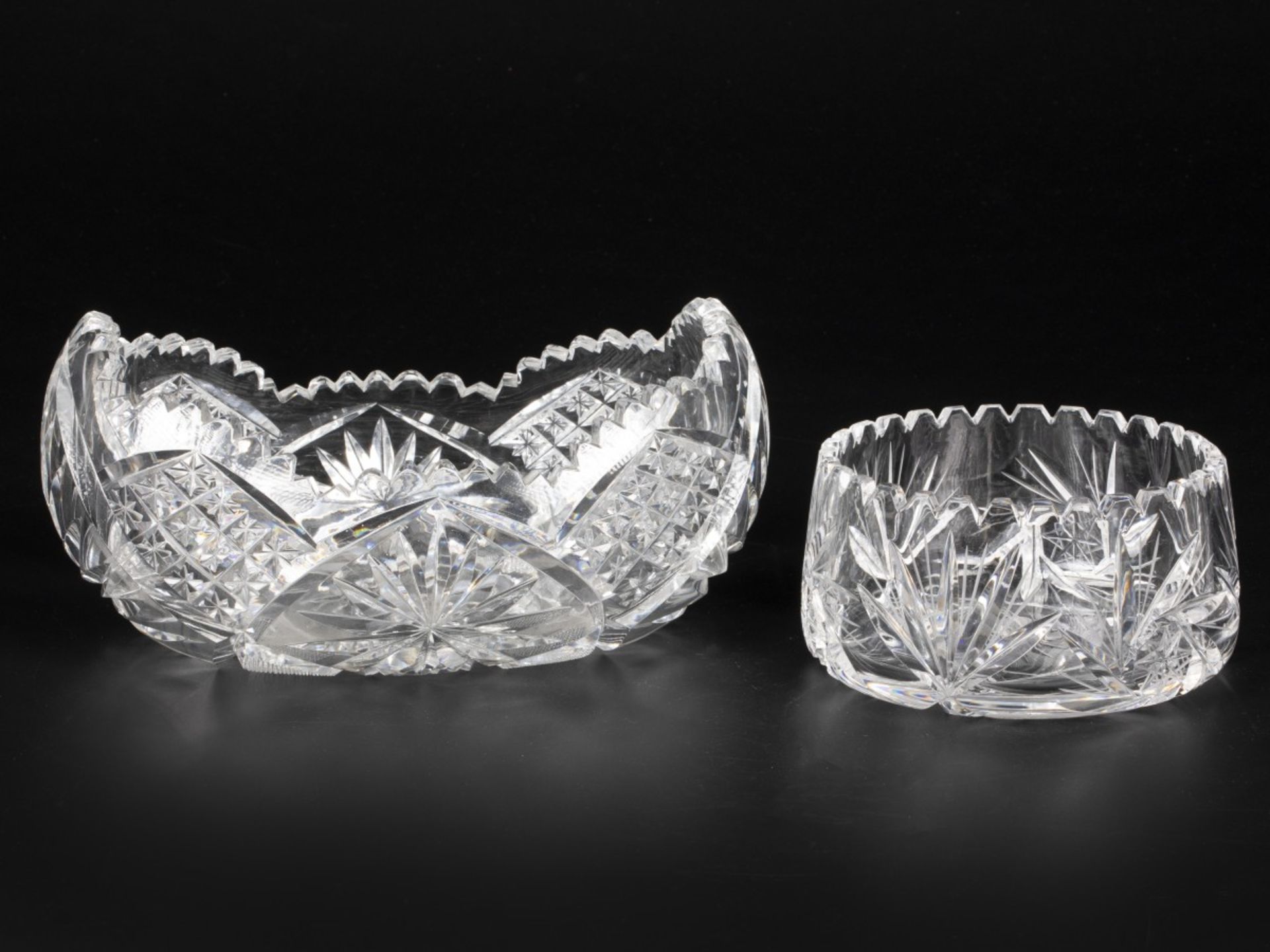 (2) piece set of Bohemian crystal fruit bowls