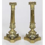 A set of (2) bronze candle holders, France, circa 1900.