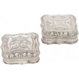 (2) piece lot of peppermint boxes in silver.