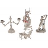 (4) piece lot miniatures silver.
