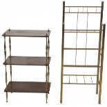 A lot of a brass magazine rack and an etagere, 20th century.