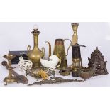 A lot of miscellaneous items including candlesticks.