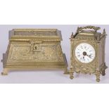 A bronze carriage clock together with a bronze box, France, 1st half 20th century.