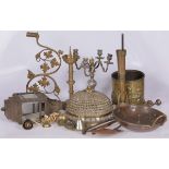 A lot of miscellaneous items including candlesticks.