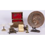 A lot comprised of various items, amongst others desk accessories, 19th century and later.
