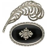 Lot of two silver brooches set with marcasite - 925/1000 and 835/1000.
