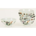 A lot of (6) porcelain bowls with floral decor, China, 1st half 20th century.