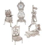 (5) piece lot miniatures silver.