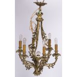 A bronze Louis XVI-style pendant chandelier, France, 1st half 20th century.