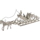 Miniature sledge with horse silver.