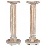 A set of (2) wooden candle holders, France, 20th century.