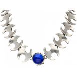 Georg Jensen no.130B silver modernist necklace and closure set with lapis lazuli - 925/1000.