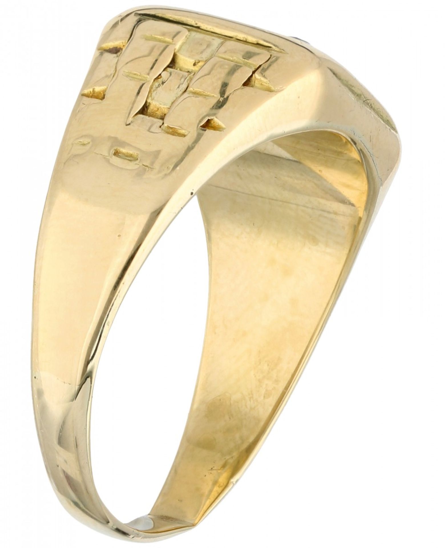 Yellow gold signet ring set with approx. 0.48 ct. diamond - 14 ct. - Image 2 of 2