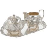 (3) piece silver cream set.