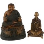 A lot with (2) bronze Buddhas, after antique examples.