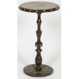 A wooden wine table/ accessory table embellished with bone finials, 19th century.