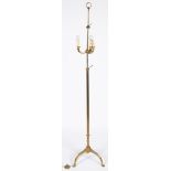 An Empire-style three light brass bouilotte floor lamp, France, mid. 20th century.