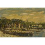 Peter van Delft, alias of Petrus Franciscus Binken (Boskoop 1910 - ?), View in a French harbour.