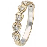 Yellow gold ring set with approx. 0.14 ct. diamond in heart-shaped setting - 18 ct.