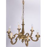 A brass pendant chandelier, Dutch, 20th century.