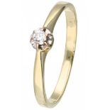 Yellow gold solitaire ring set with approx. 0.03 ct. diamond - 14 ct.