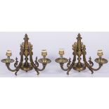 A set of (2) bronze wall lamps/ appliques, France, 20th century.