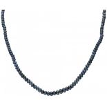 Single strand necklace with silver closure, completely set with natural blue sapphire - 925/1000.