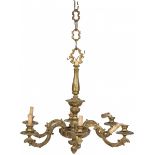 A six light Louis XIV-style bronze pendant chandelier, France, early 19th century.