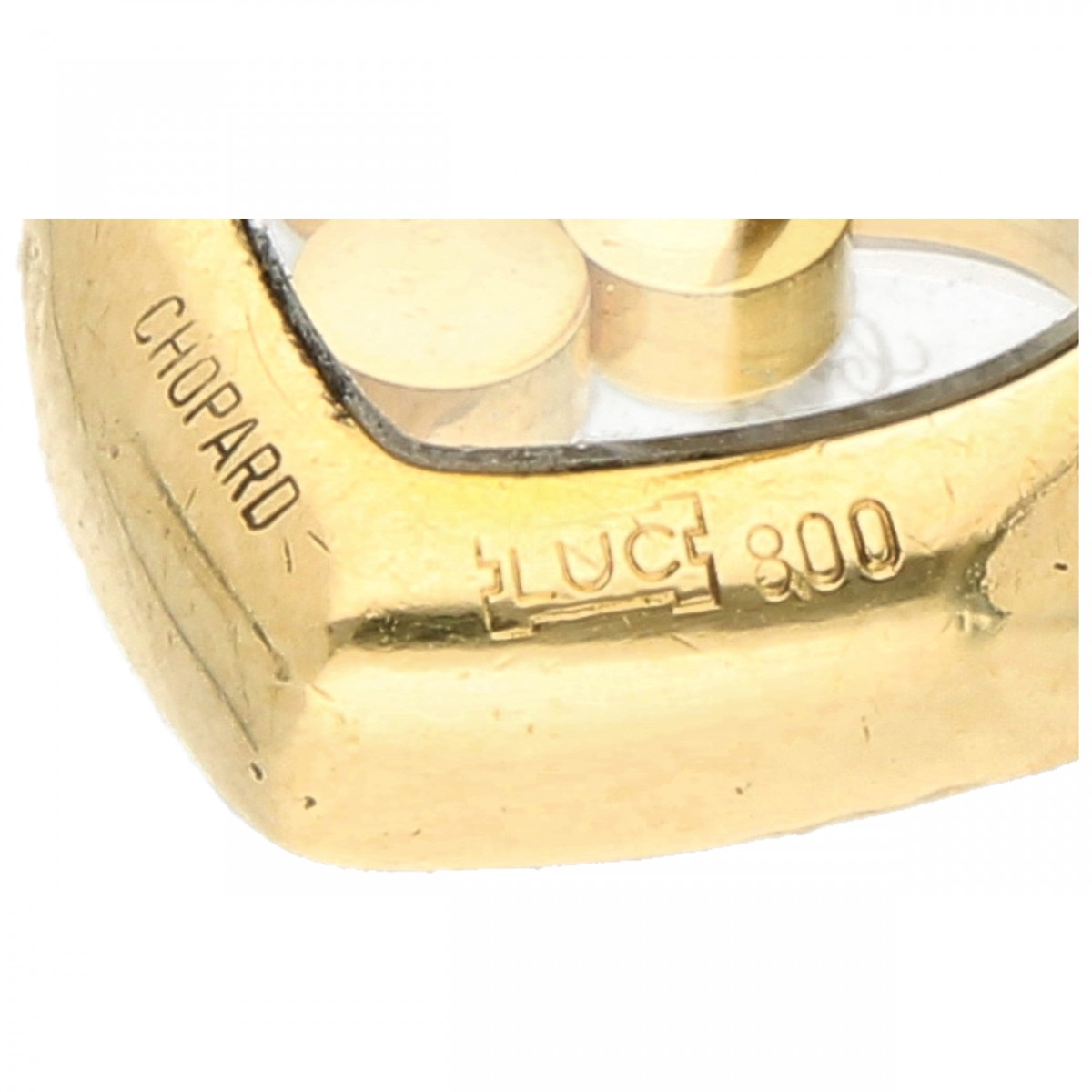 Yellow gold Chopard L.U.C. Happy Diamonds heart-shaped earrings with diamond - 19.2 ct. - Image 3 of 3