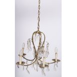 A brass Louis XV-style pendant chandelier, France, 20th century.