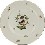 A porcelain dish with Rotschild decor, Herend, Hungary, 2nd half 20th Century.