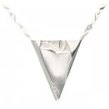 Matted silver Lapponia design necklace with triangular pendant - 925/1000.