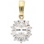 Yellow gold rosette pendant set with zirconia - 14 ct.