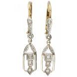 Bicolor gold Art Deco earrings, with 8 rose cut diamonds - 14 ct.