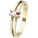 Yellow gold solitaire ring set with approx. 0.03 ct. diamond - 14 ct.