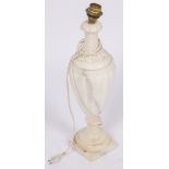 A white marble baluster shaped lamp base, Italy, 20th century.