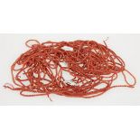 Lot of various red coral strands.