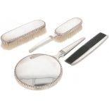 (4) piece dressing table set silver.