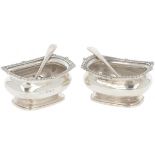 (2) piece set of salt cellars silver.