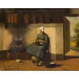 Hendrikus Johannes Franciscus van Langen (1874 - 1964 Haarlem), A peasant woman in an interior.